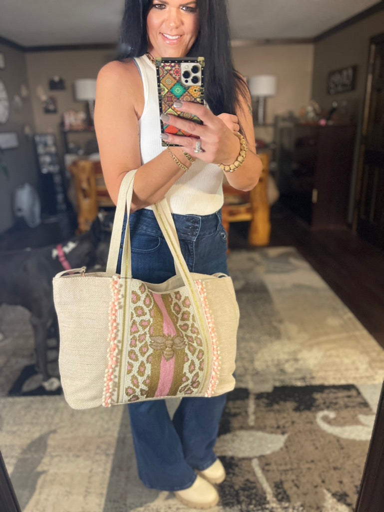 Bee My Queen Beaded Tote