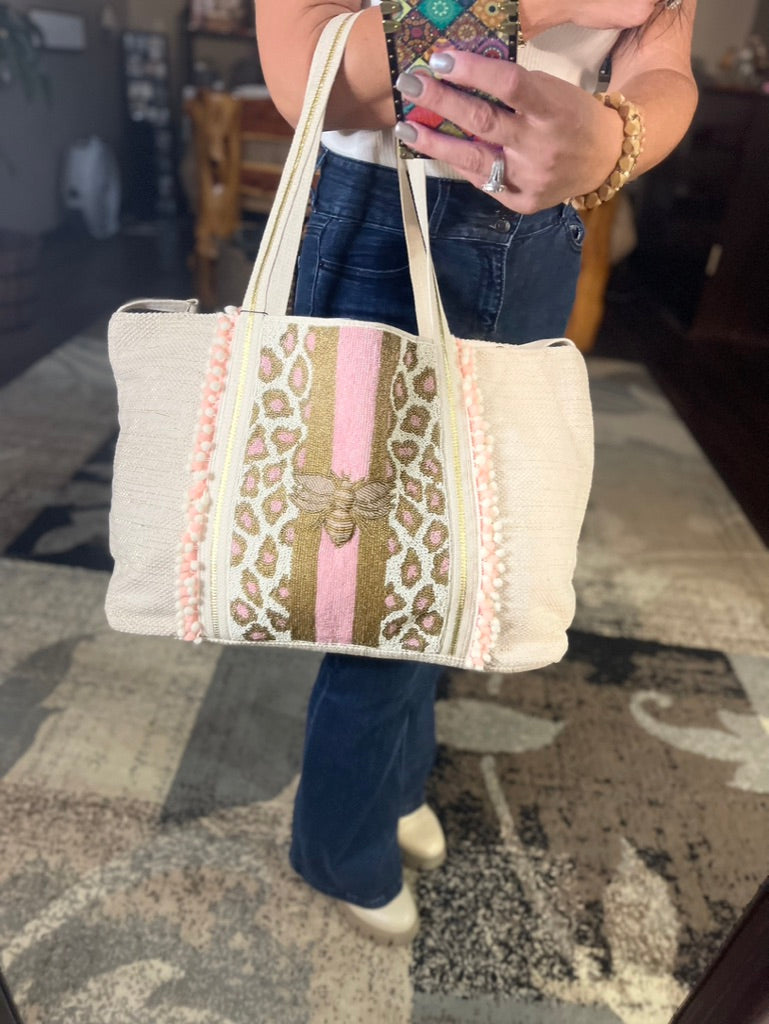Bee My Queen Beaded Tote