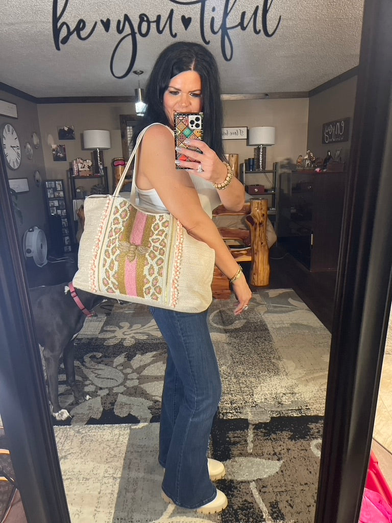 Bee My Queen Beaded Tote