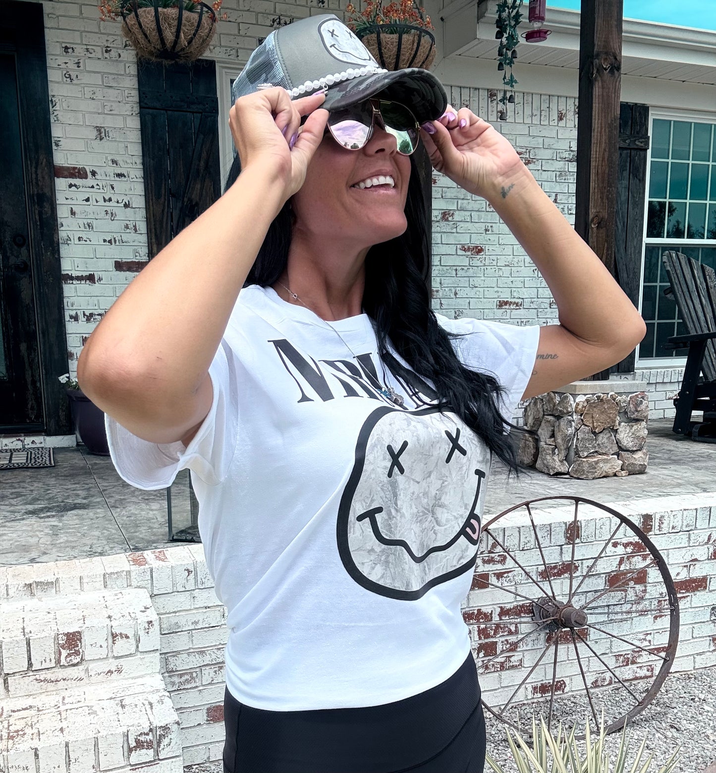 Camo Smiley Trucker Hat