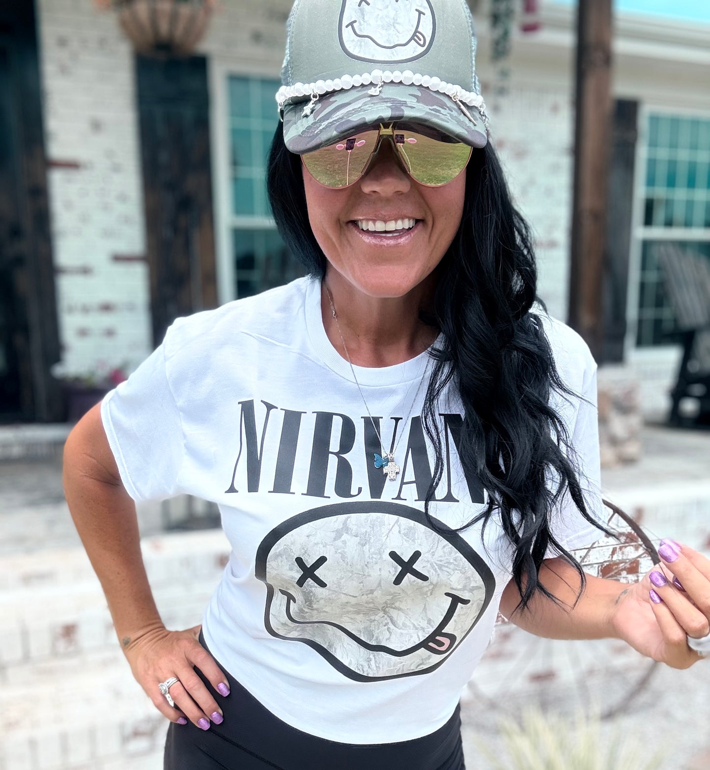 Camo Smiley Trucker Hat