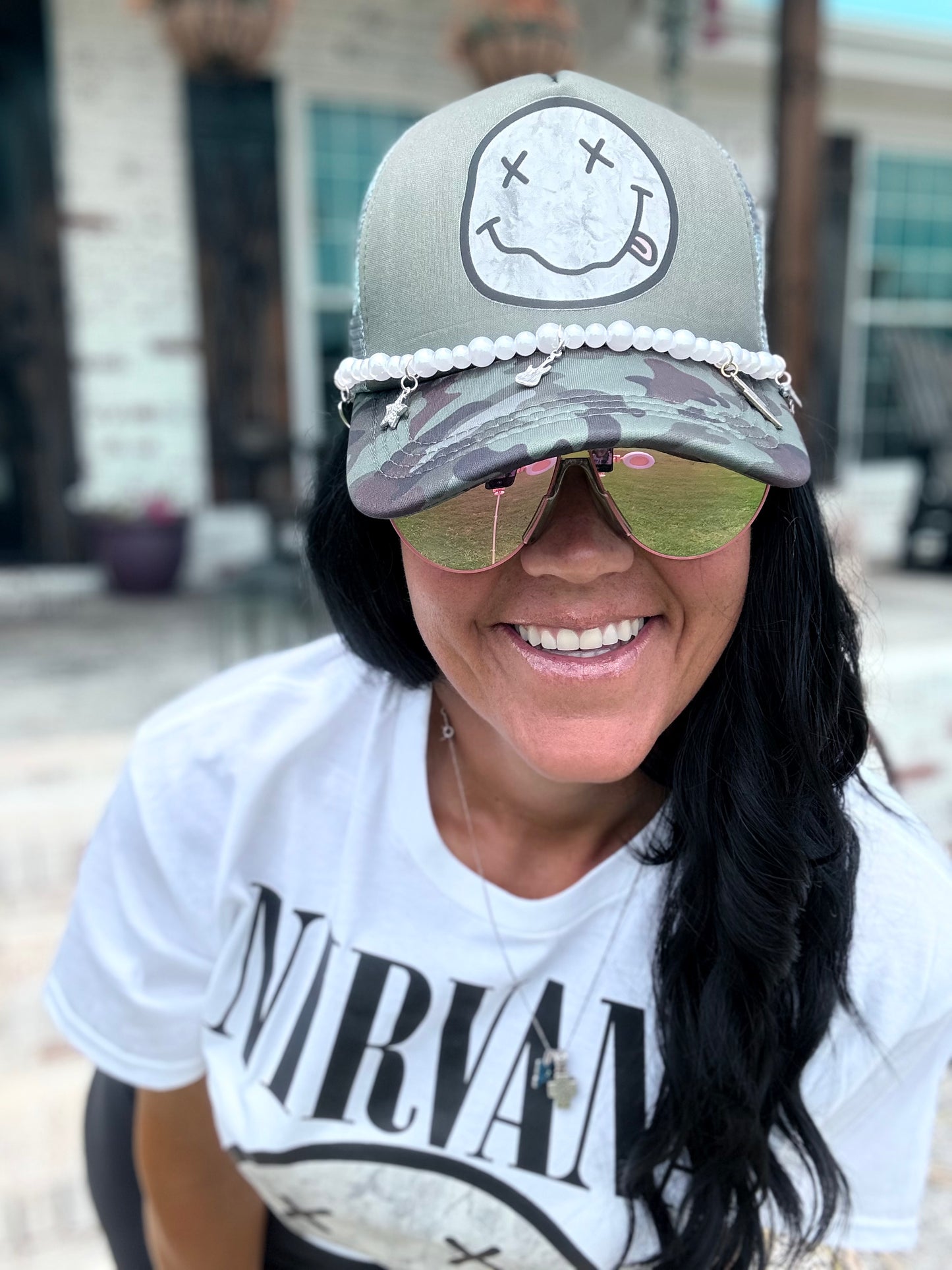 Camo Smiley Trucker Hat