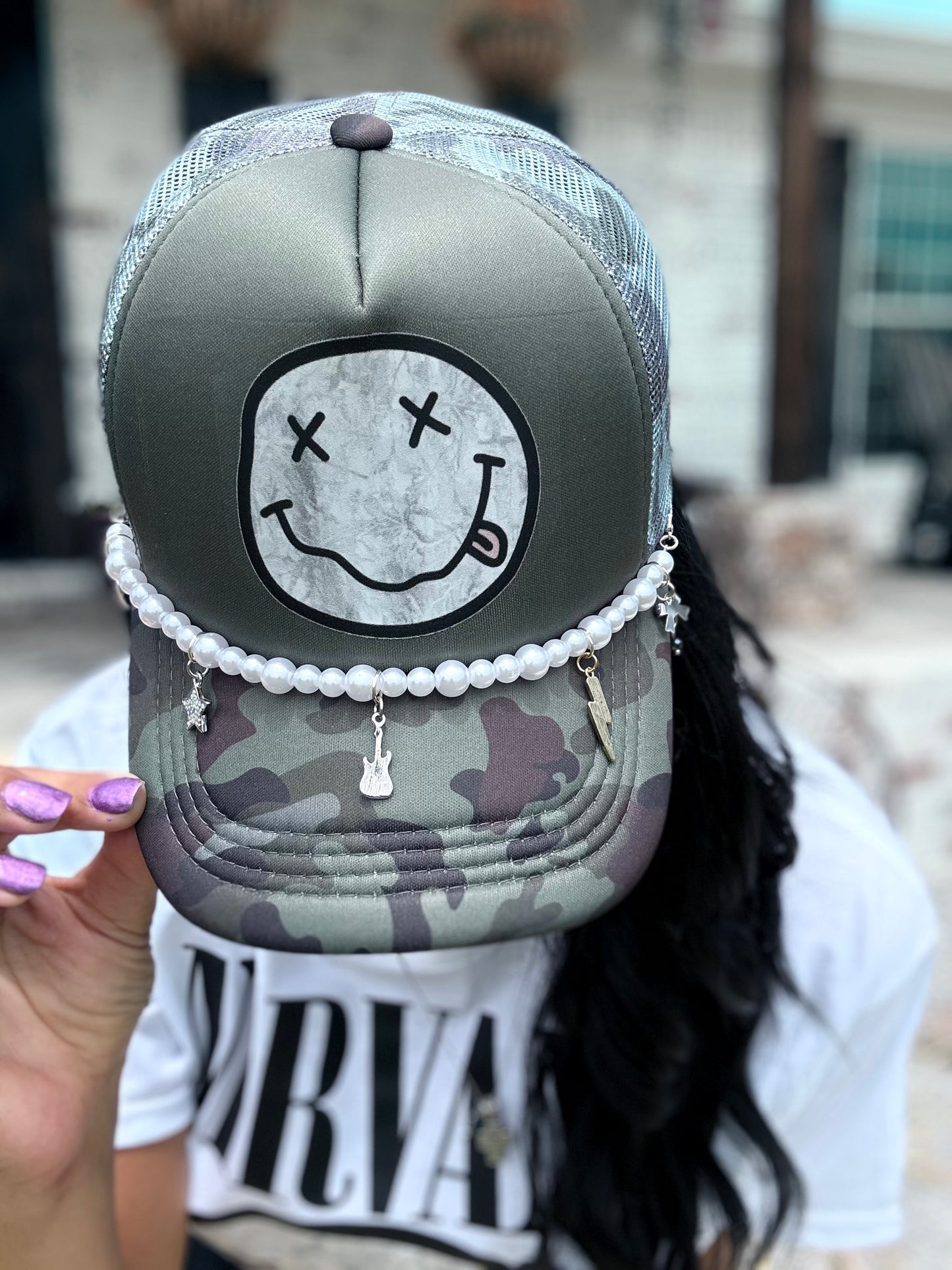 Camo Smiley Trucker Hat