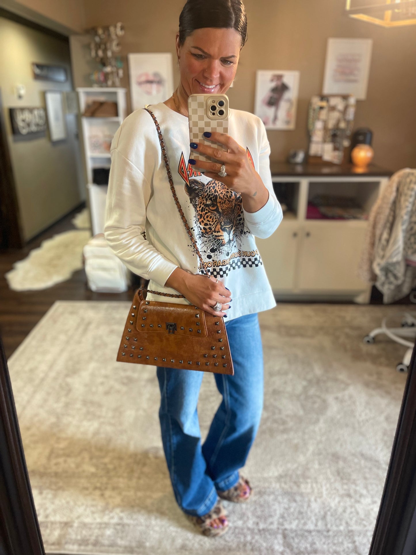 Buckle Rivet Shoulder Bag