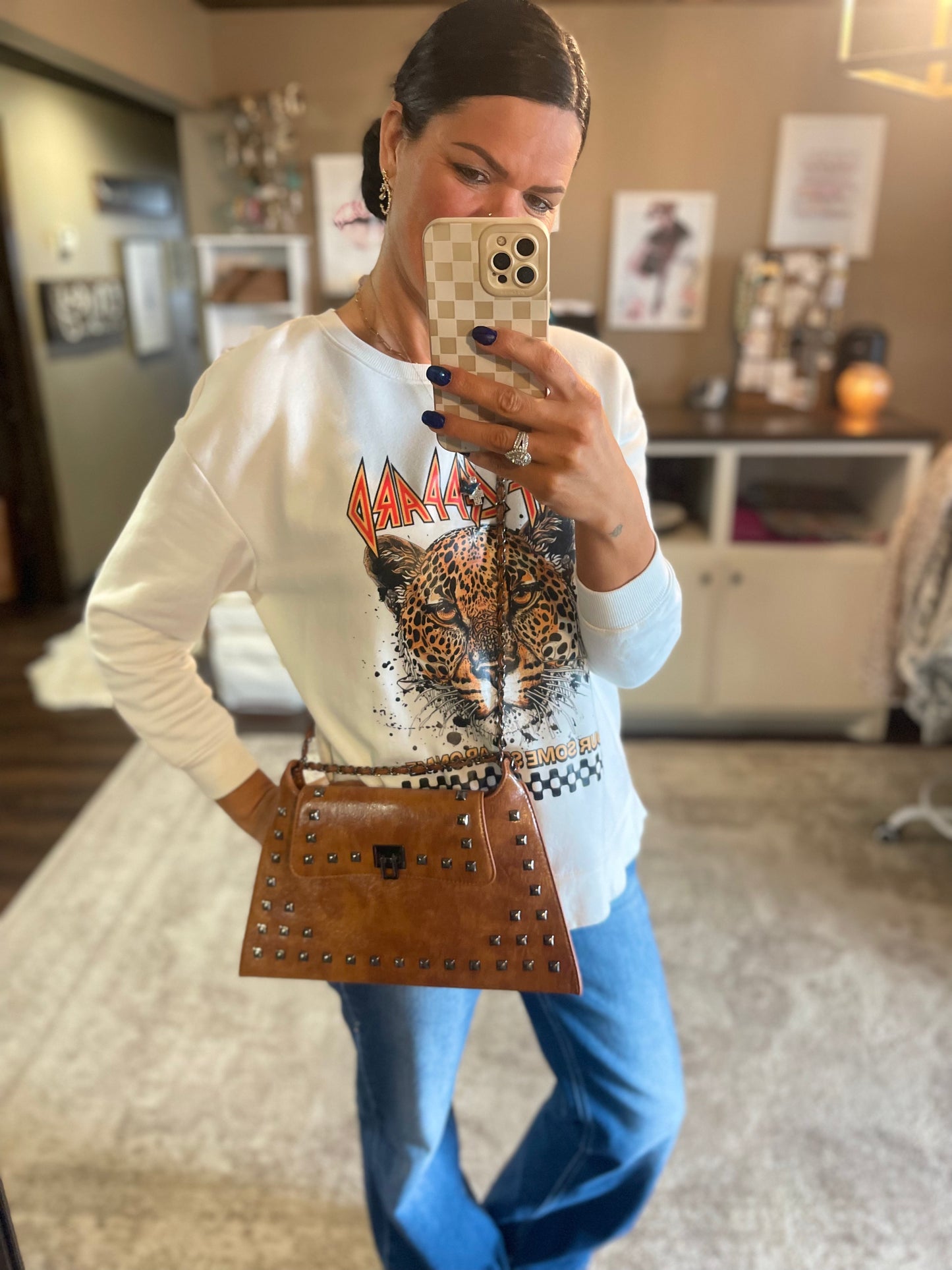 Buckle Rivet Shoulder Bag