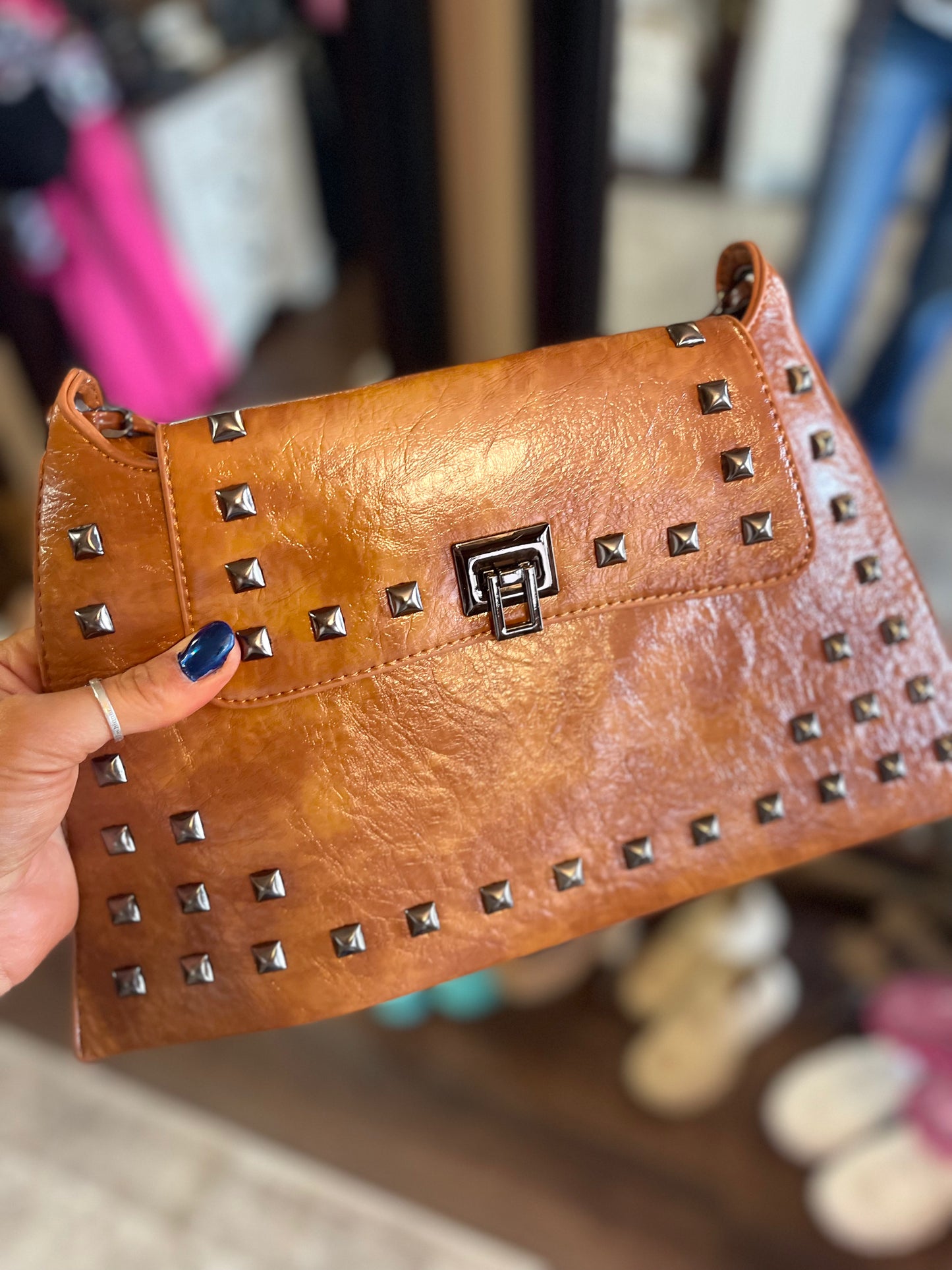 Buckle Rivet Shoulder Bag