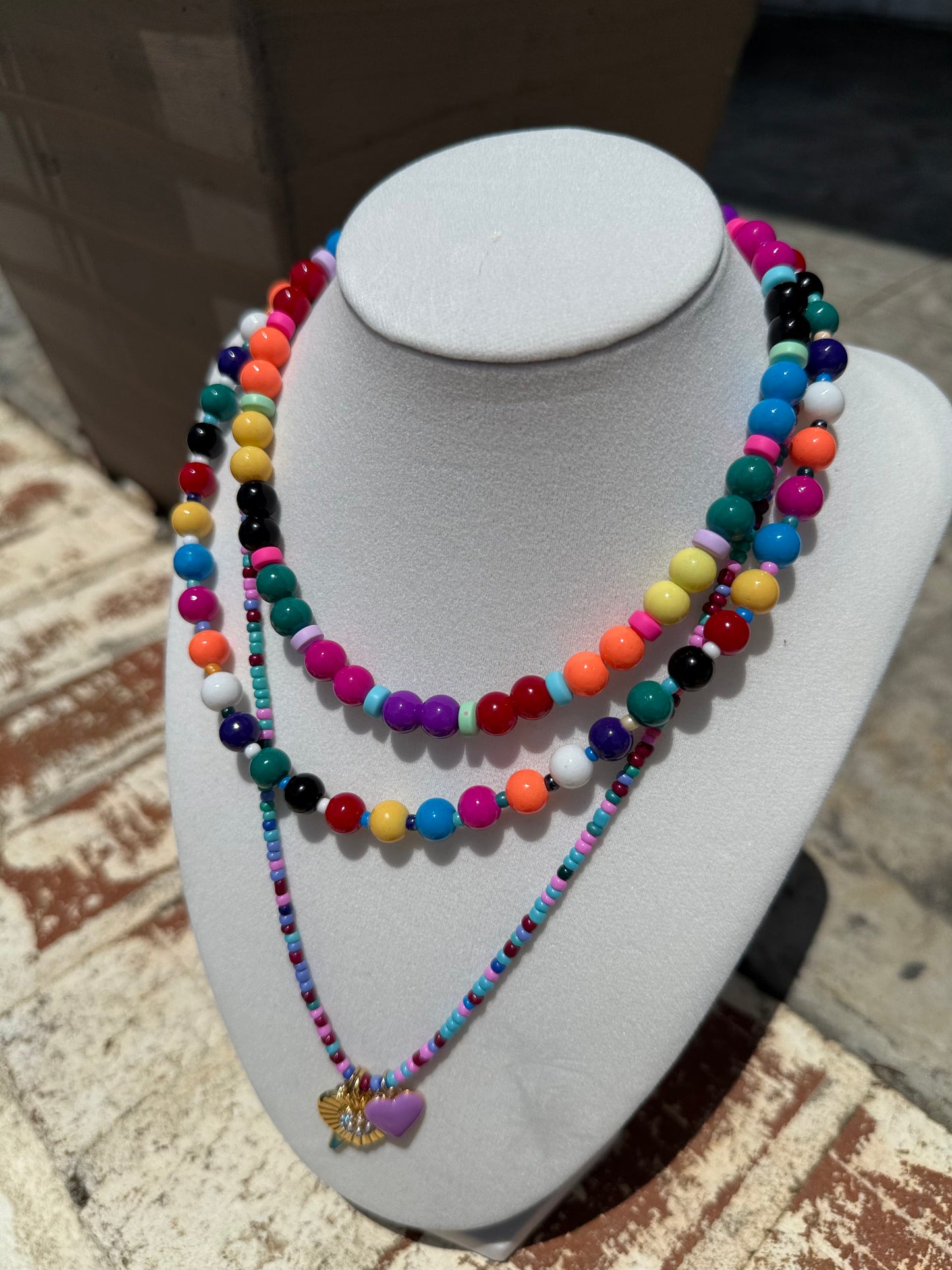 Rainbow Glass Beaded Necklace