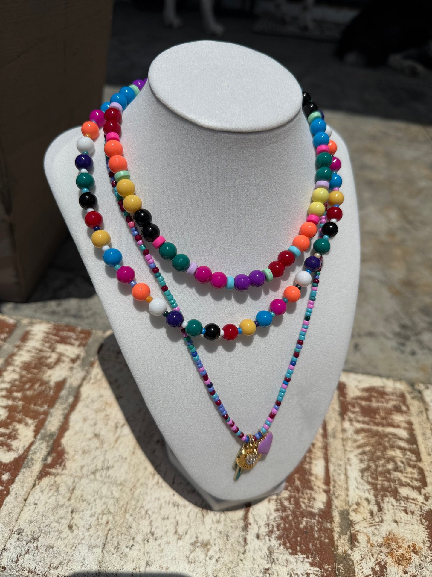 Rainbow Glass Beaded Necklace