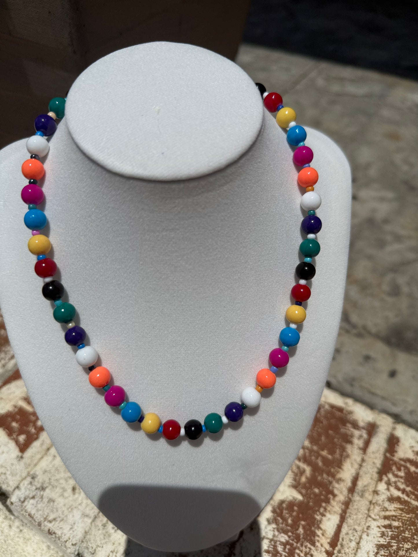 Rainbow Glass Beaded Necklace