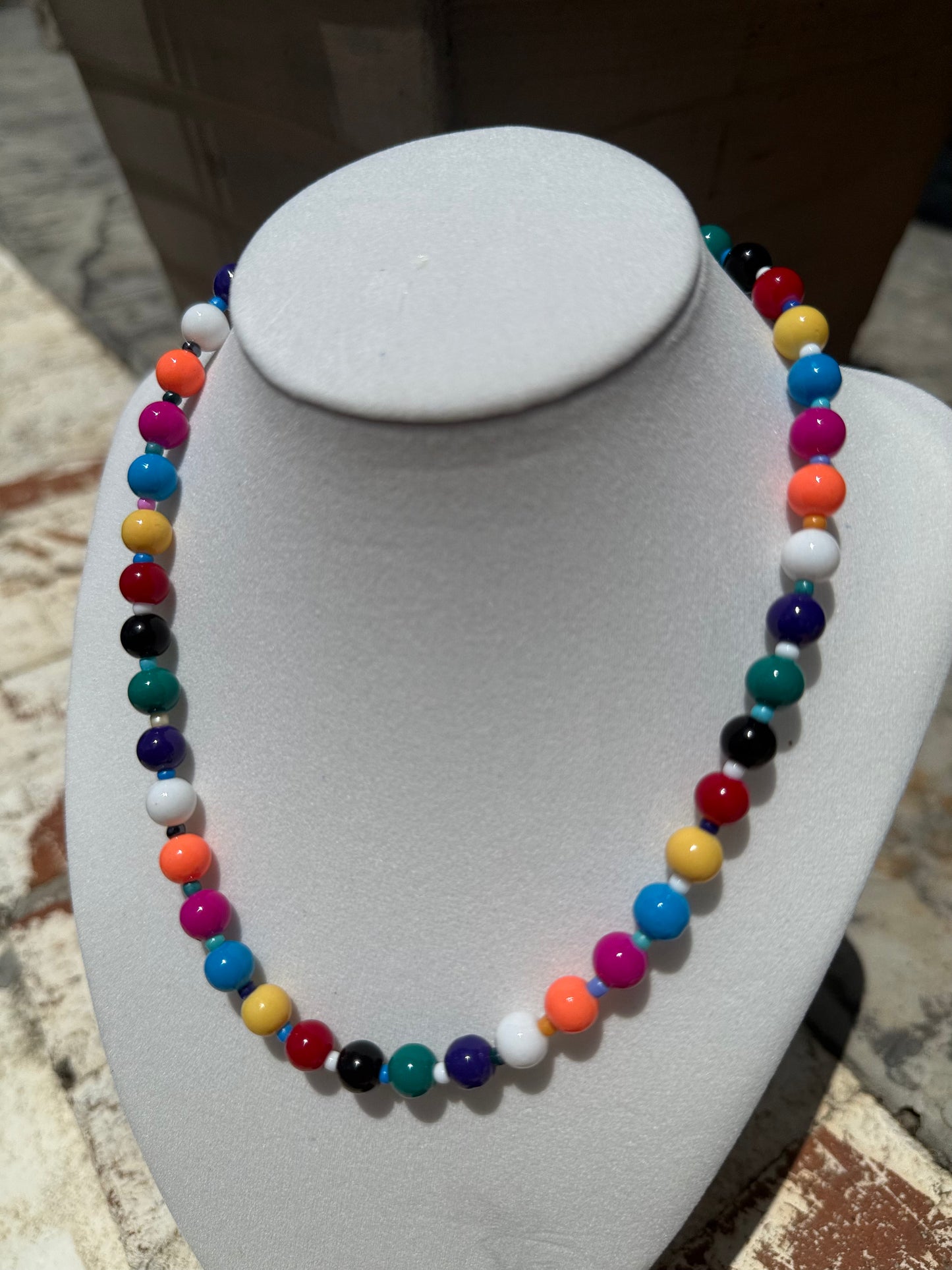 Rainbow Glass Beaded Necklace