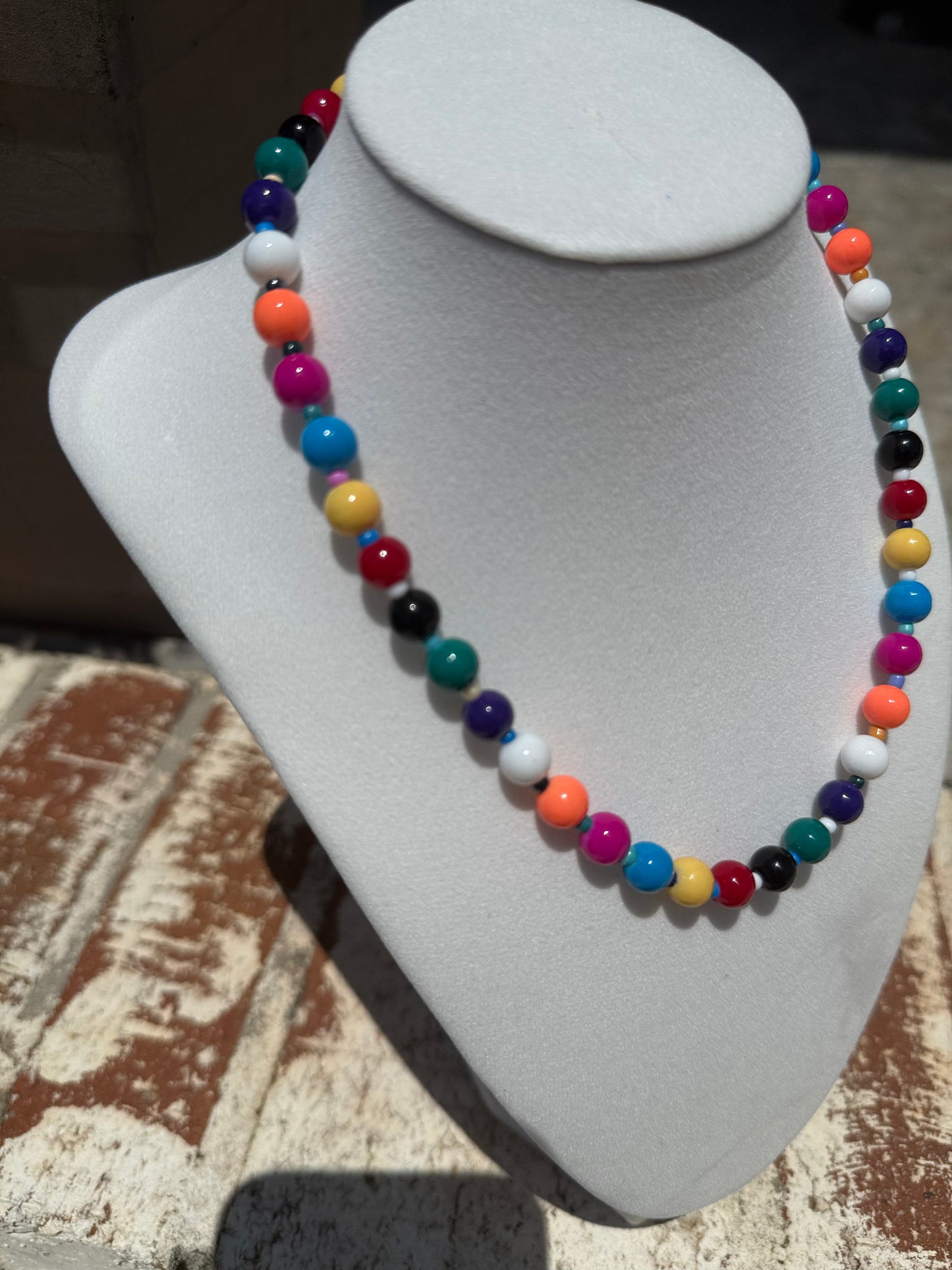 Rainbow Glass Beaded Necklace