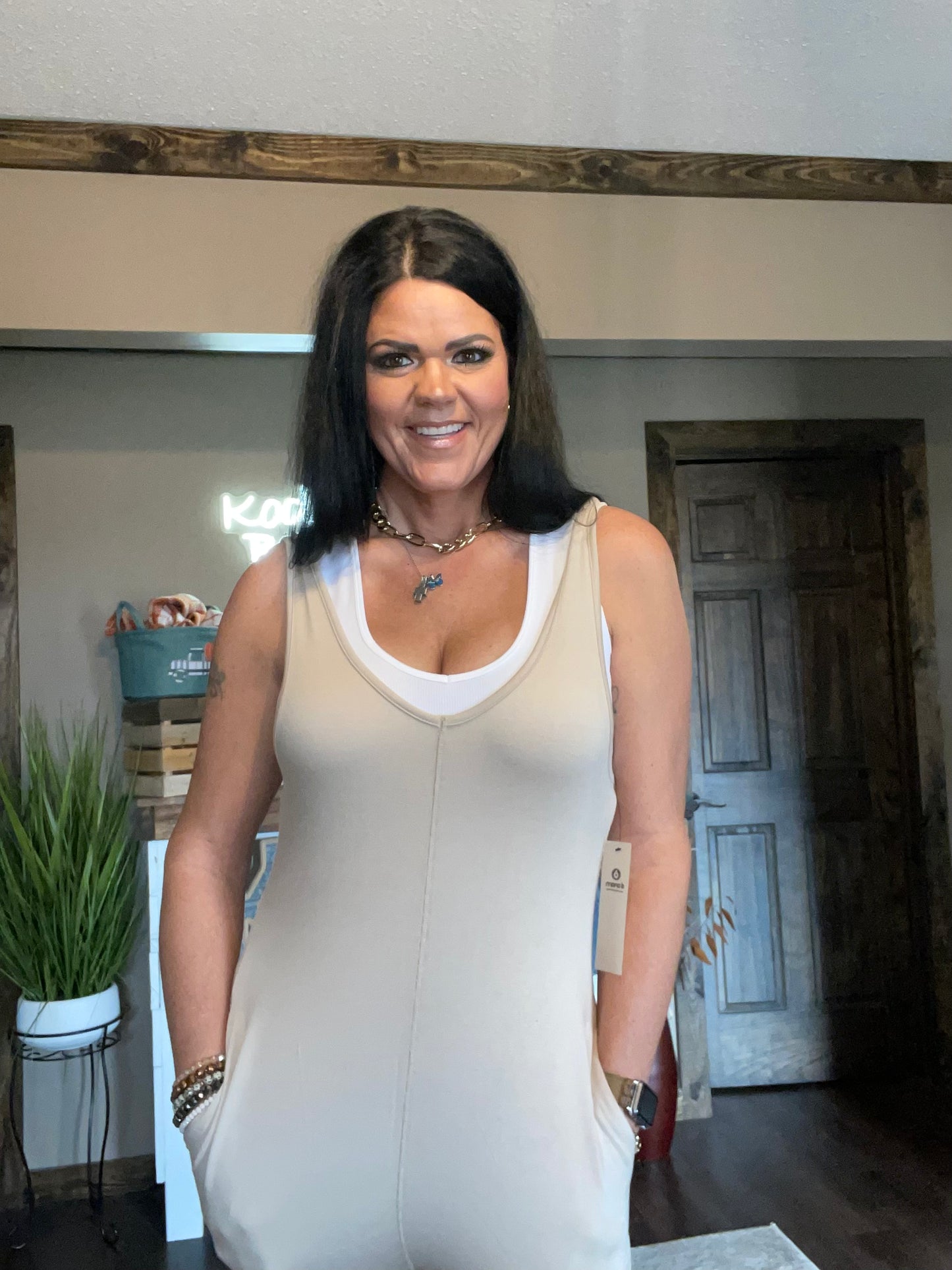 Top Notch Haylie Jumpsuit (Beige)