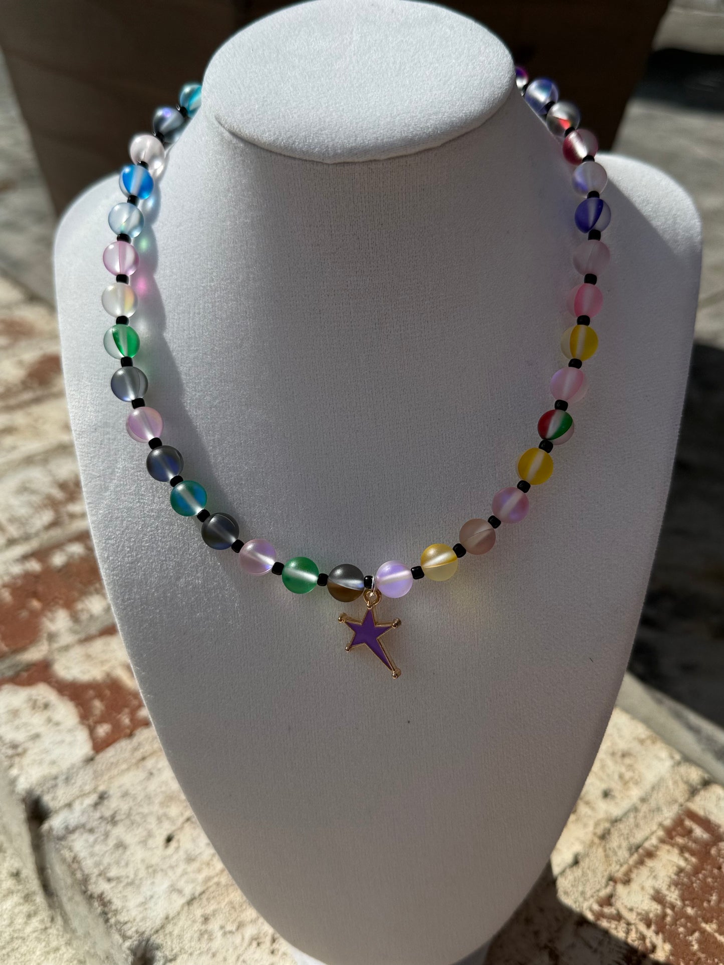 Multi-Colored Transparent Glass Beaded Necklace