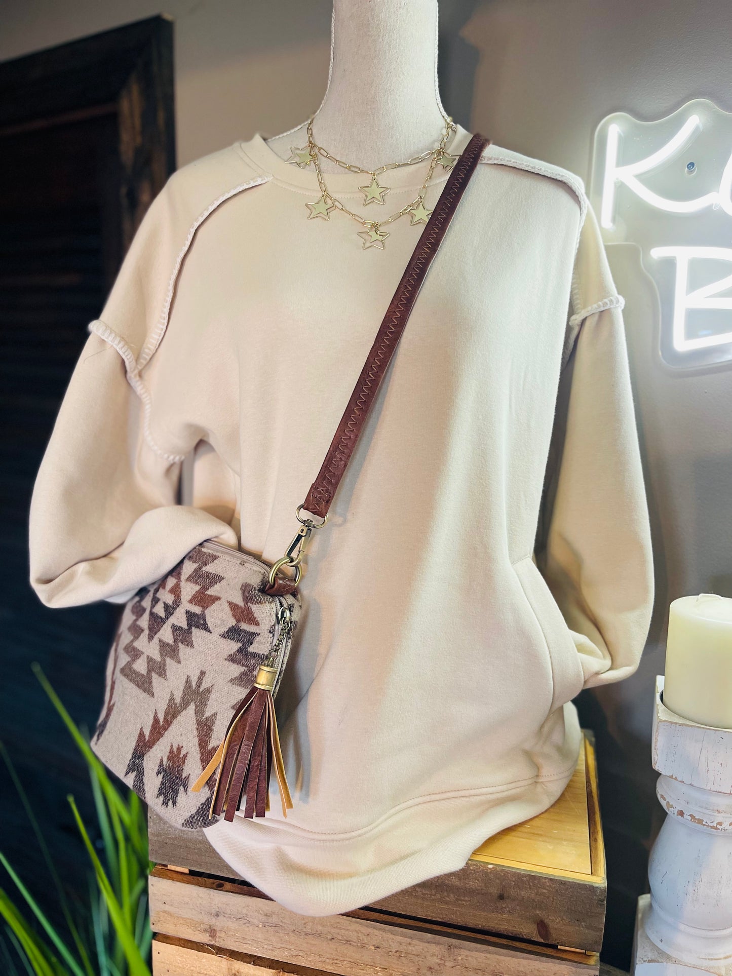 The Rider Aztec Crossbody Tassel