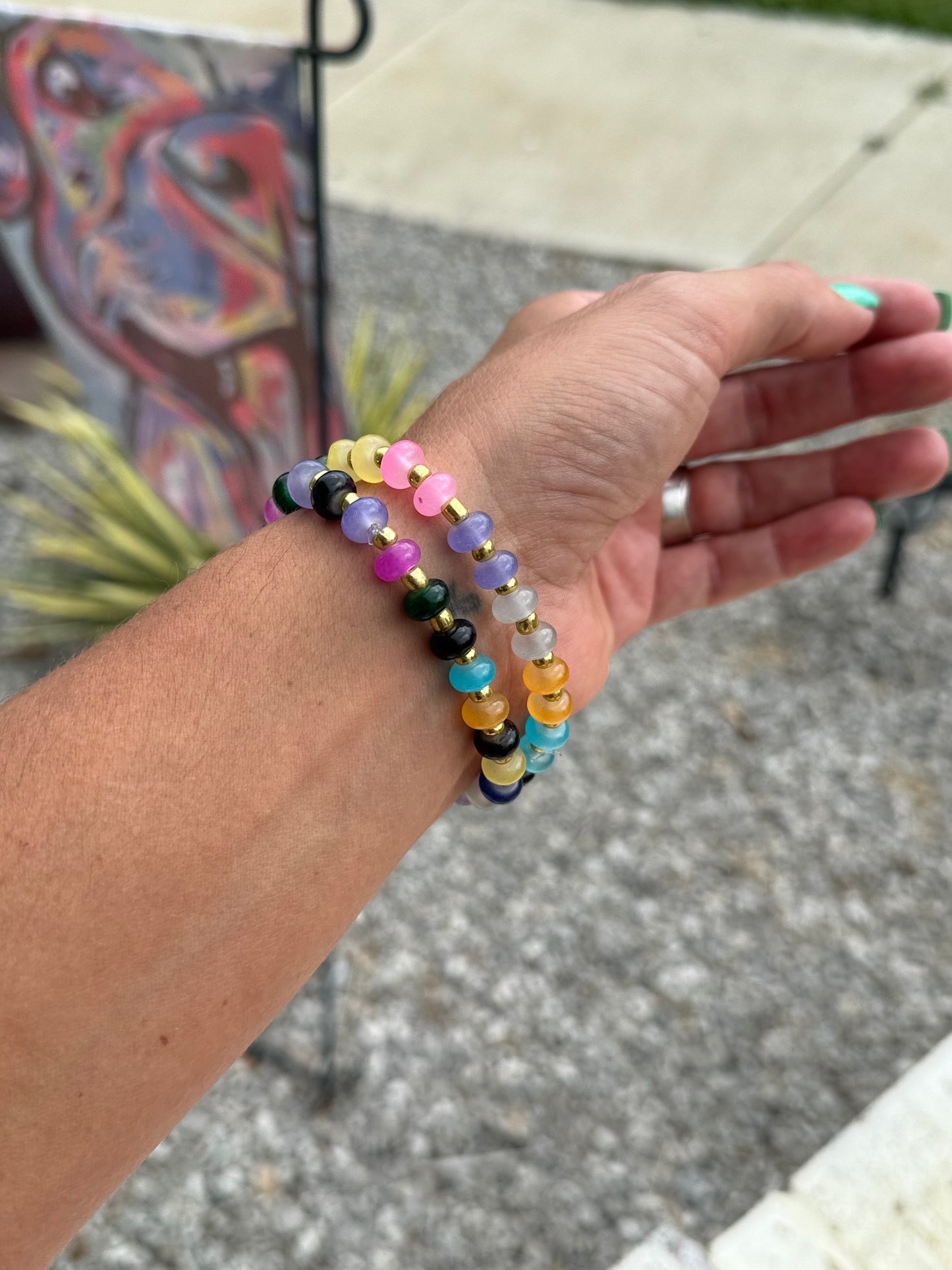 Double Glass Beaded Bracelet Set