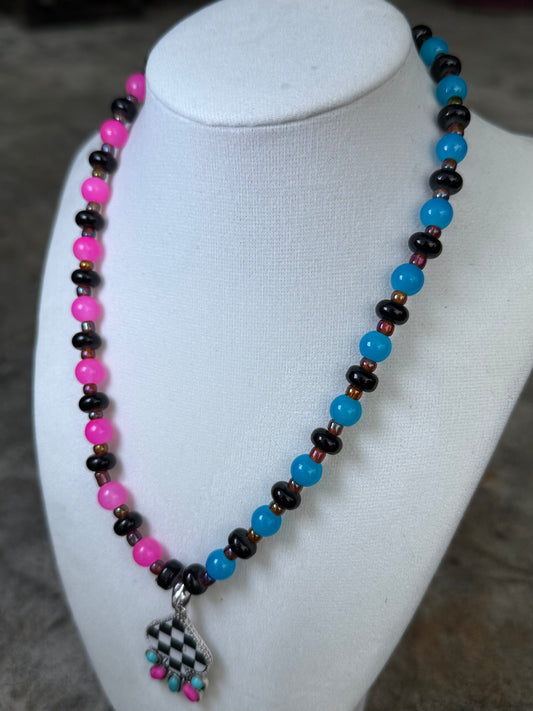 Ace of Spades Checkered Necklace