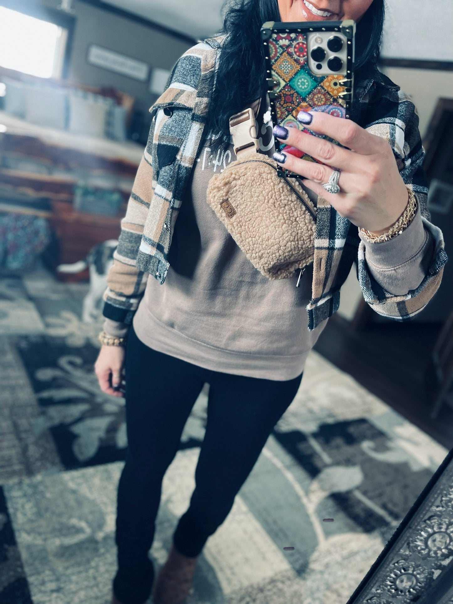 Nina Sherpa Fleece Fanny/Crossbody