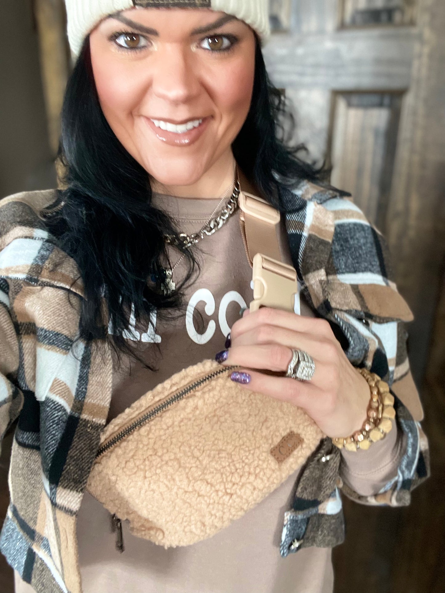 Nina Sherpa Fleece Fanny/Crossbody