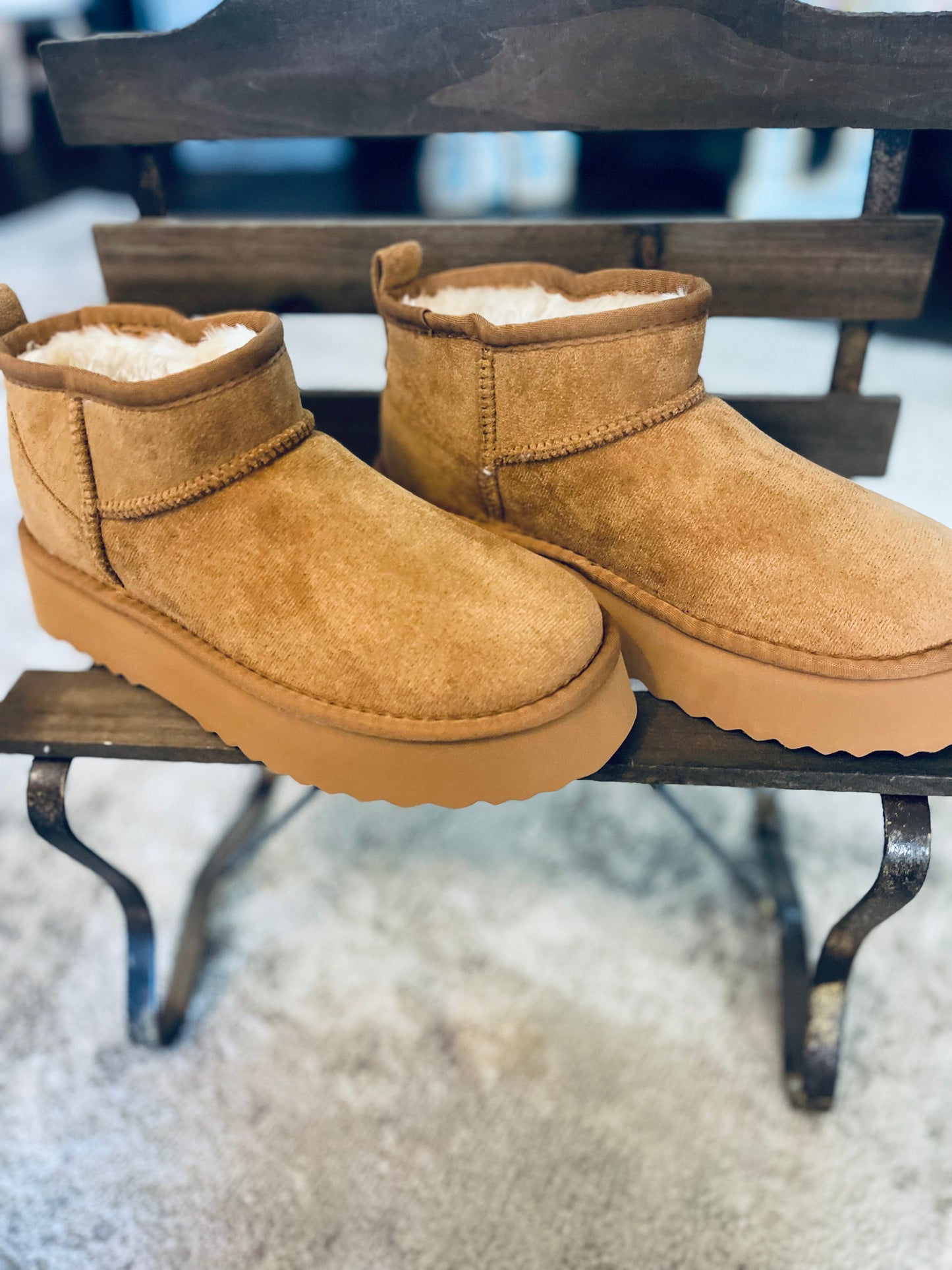 Breckenridge Platform Ankle Booties-Chestnut