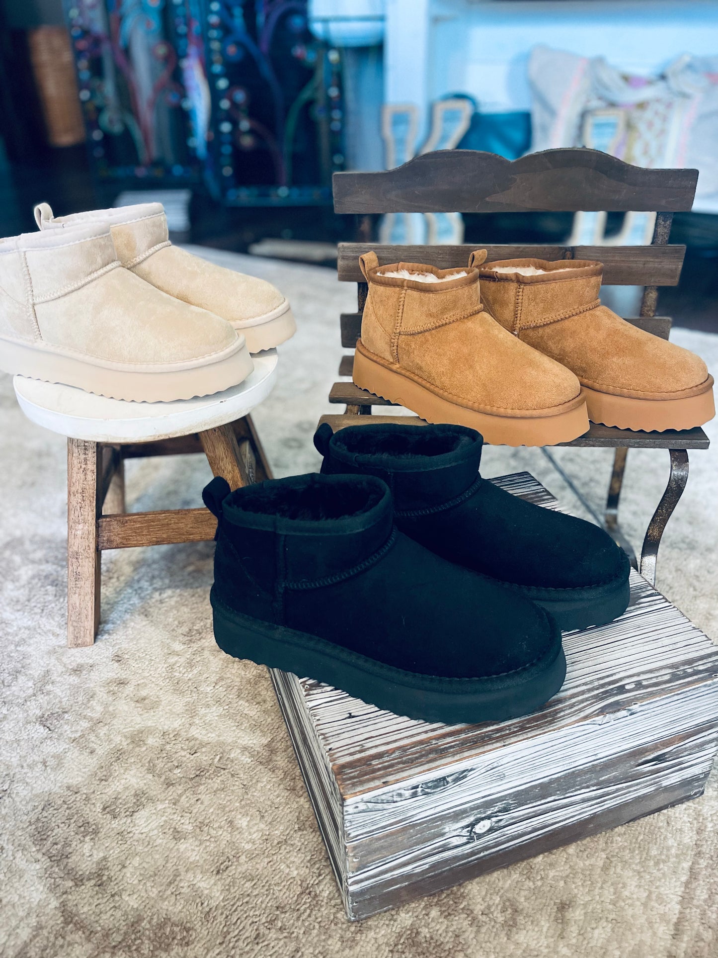Breckenridge Platform Ankle Booties-Chestnut