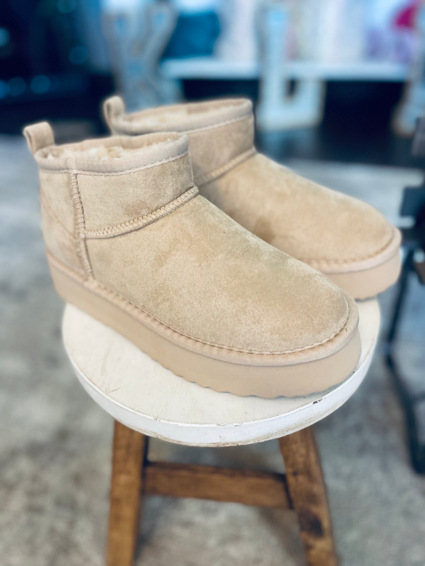 Breckenridge Platform Ankle Booties-Chestnut