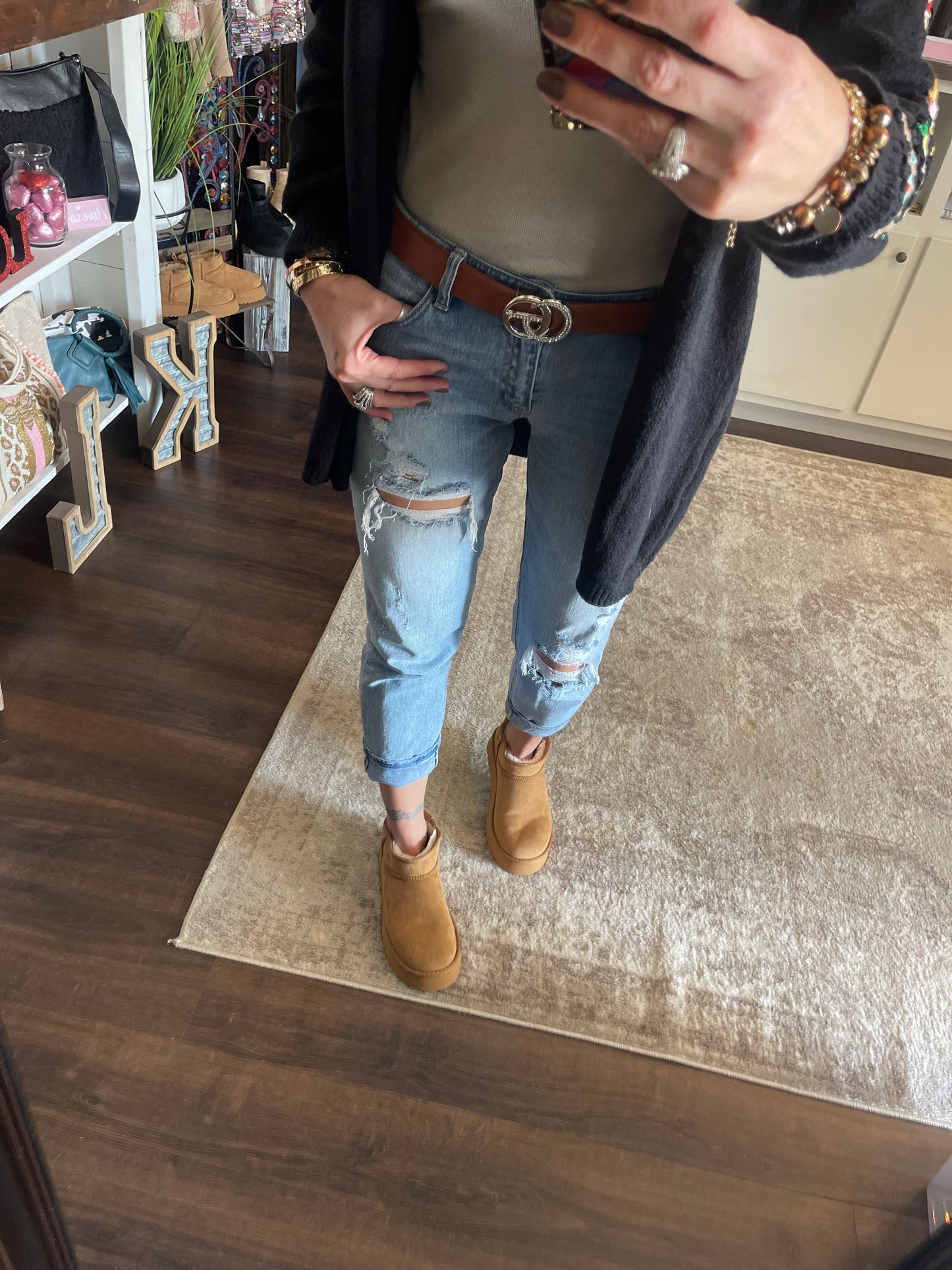 Breckenridge Platform Ankle Booties-Chestnut