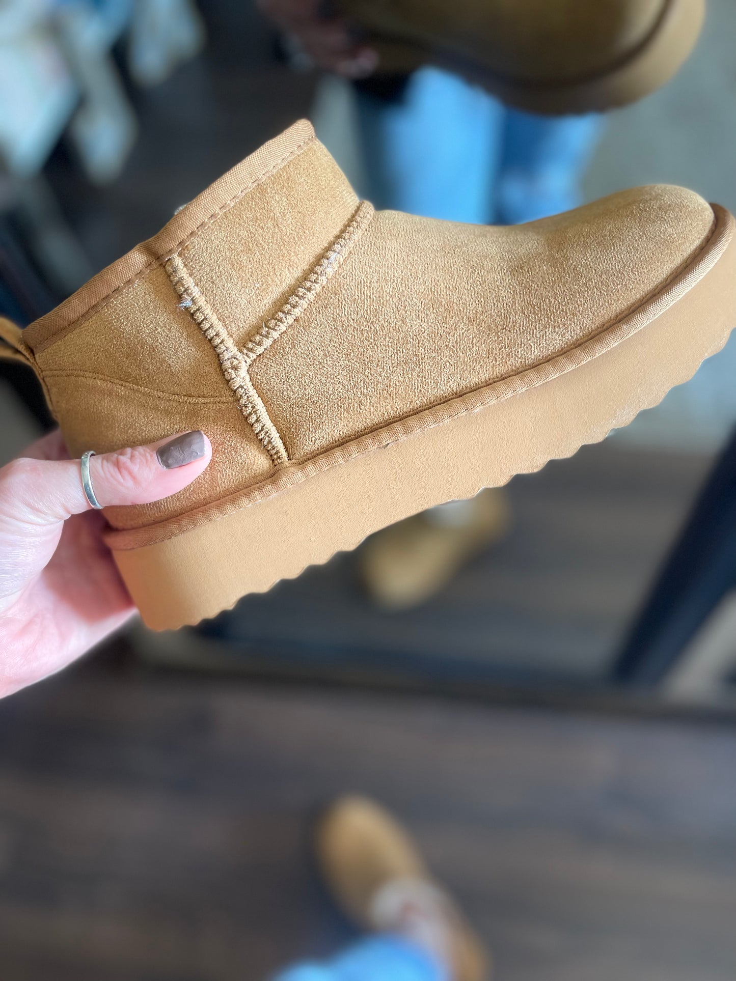 Breckenridge Platform Ankle Booties-Chestnut