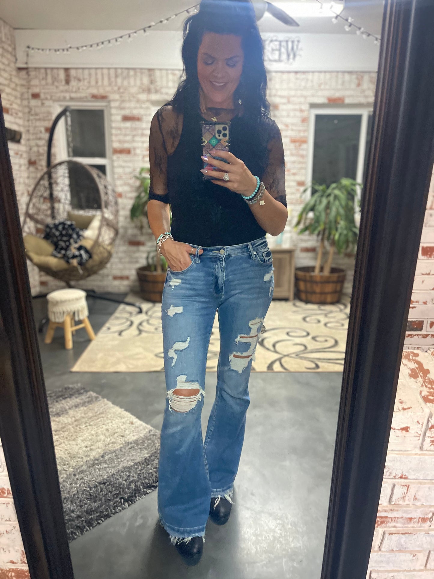 MY GIRL EXTREME DISTRESSED FLARE JEANS