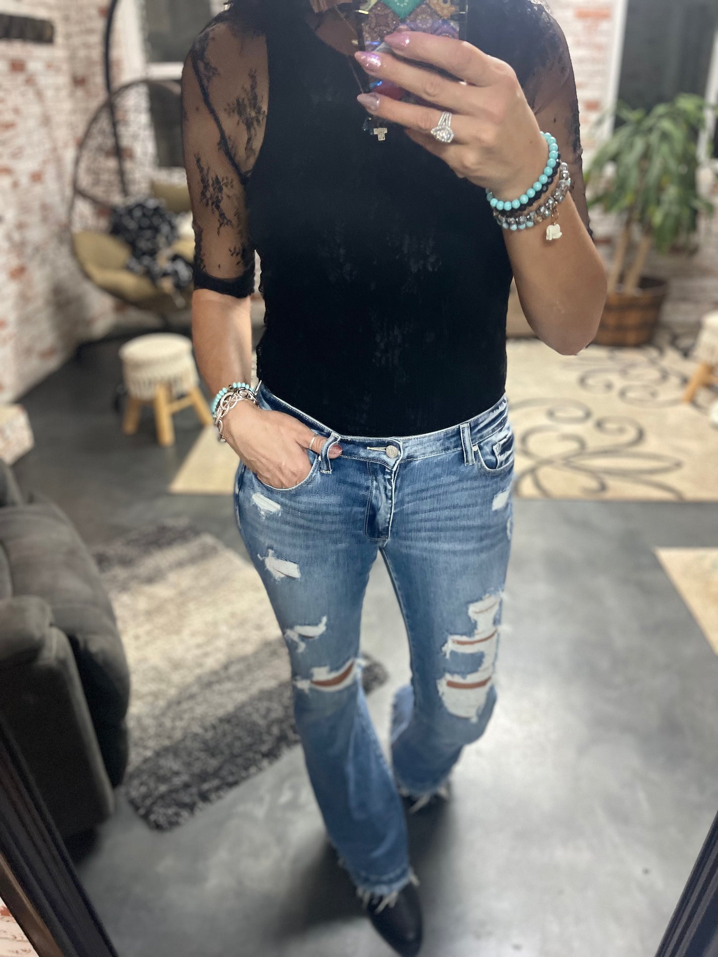 MY GIRL EXTREME DISTRESSED FLARE JEANS