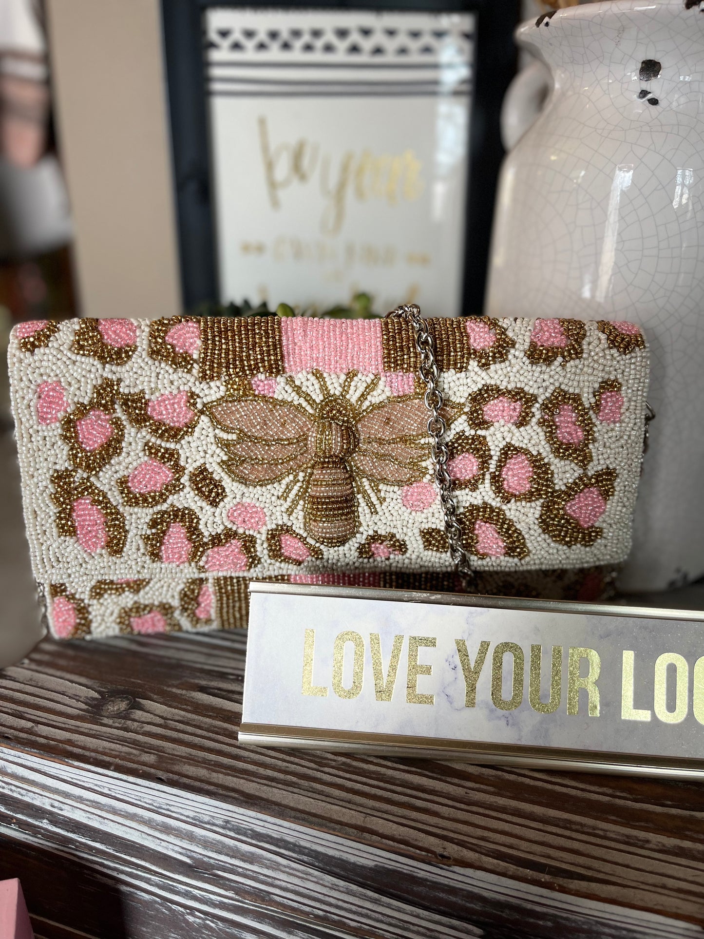 Bee My Queen Beaded Clutch