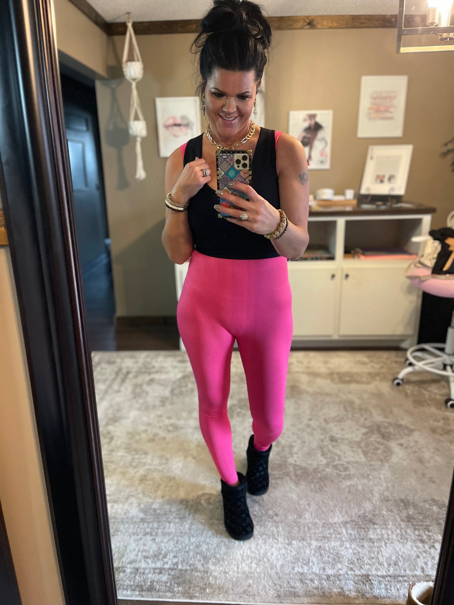 Whatever It Takes V-neck Catsuit (Hot Pink)