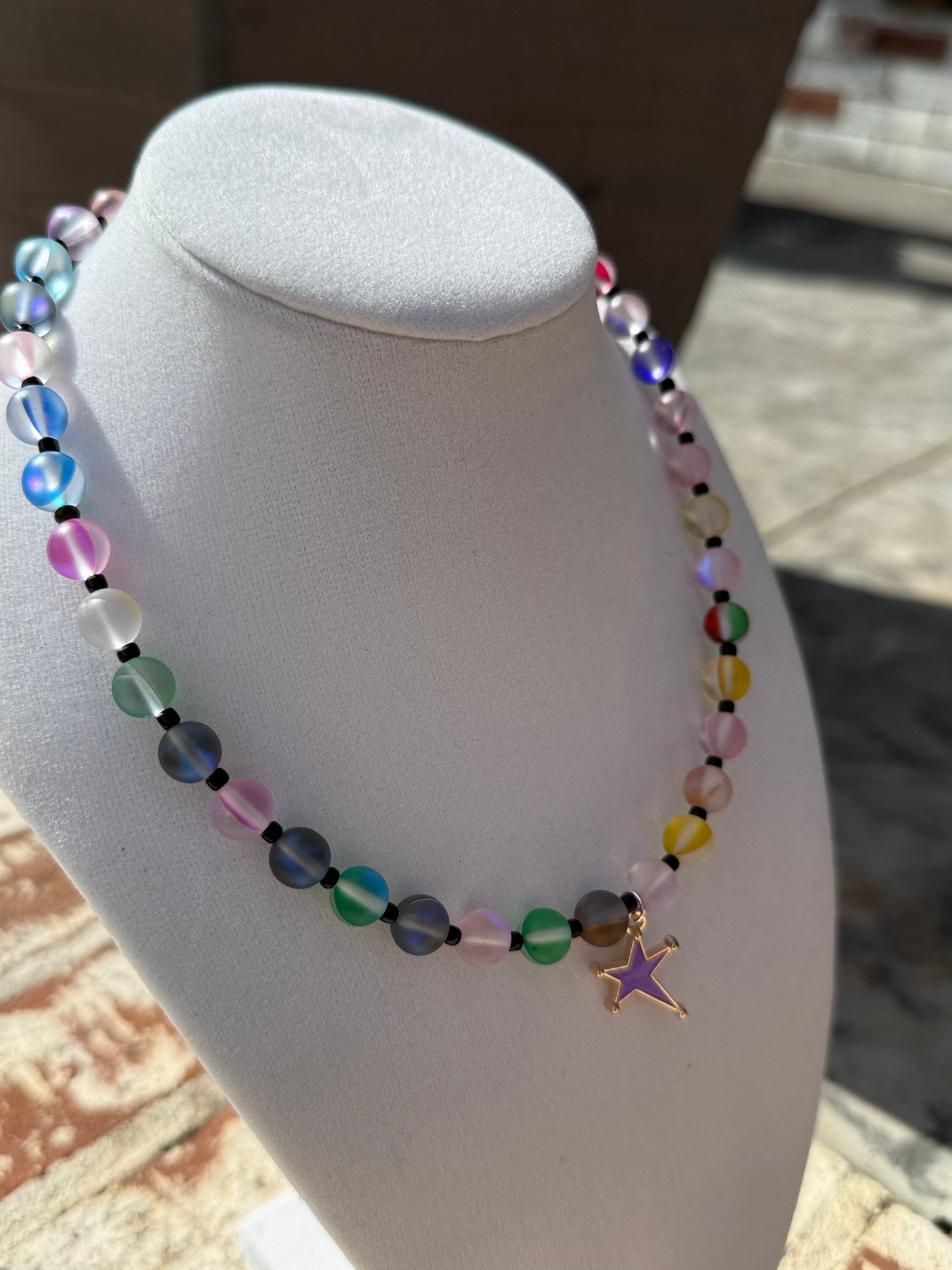 Multi-Colored Transparent Glass Beaded Necklace