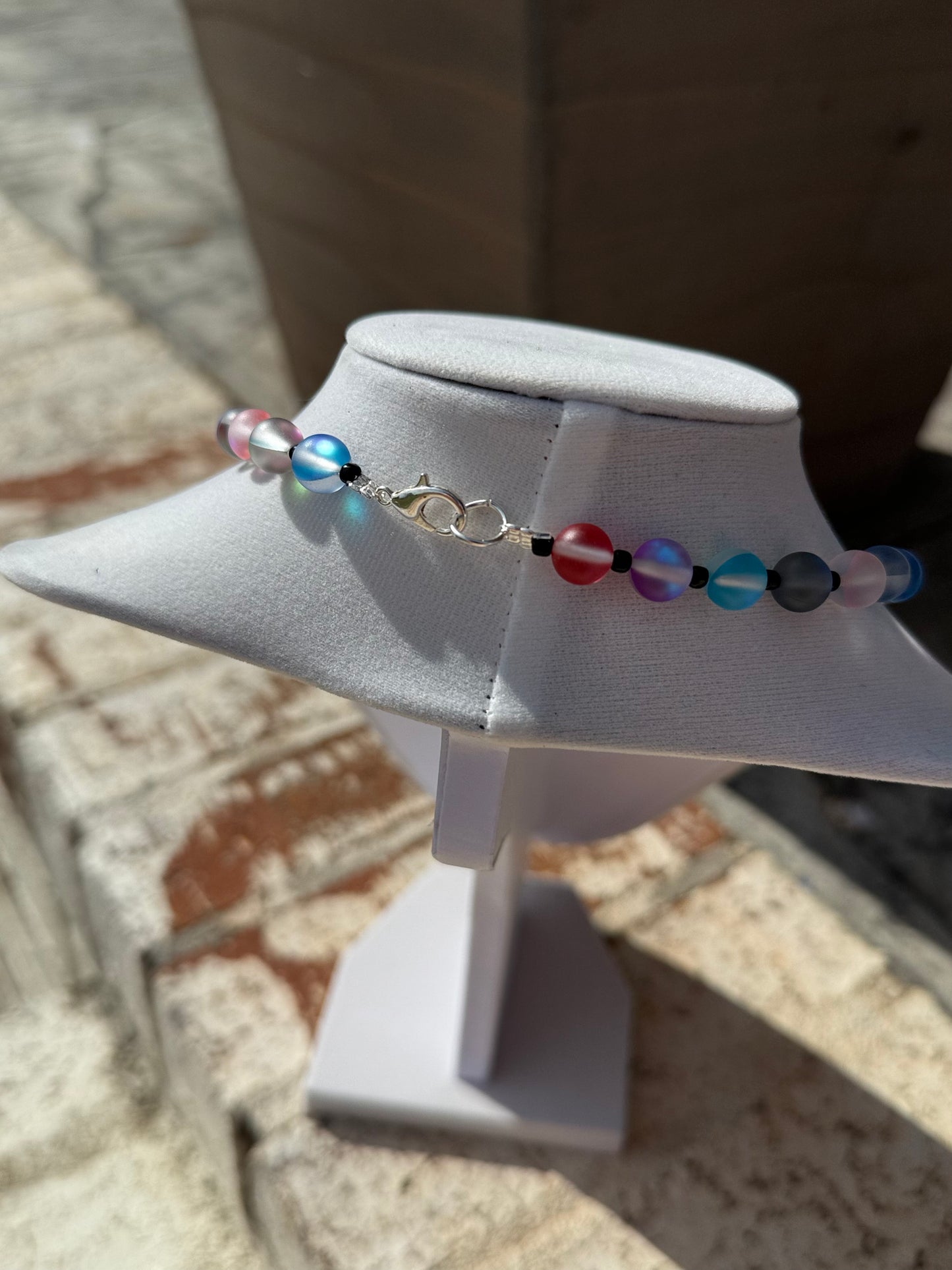 Multi-Colored Transparent Glass Beaded Necklace