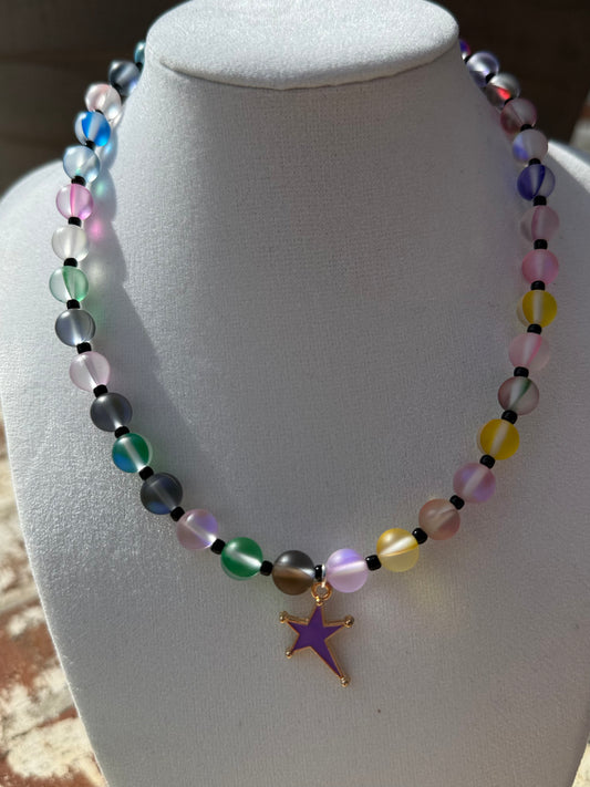 Multi-Colored Transparent Glass Beaded Necklace
