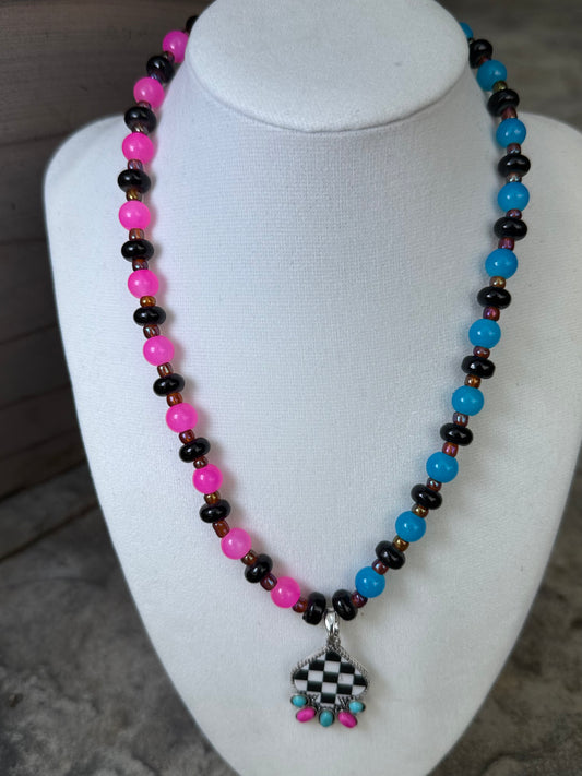 Ace of Spades Checkered Necklace