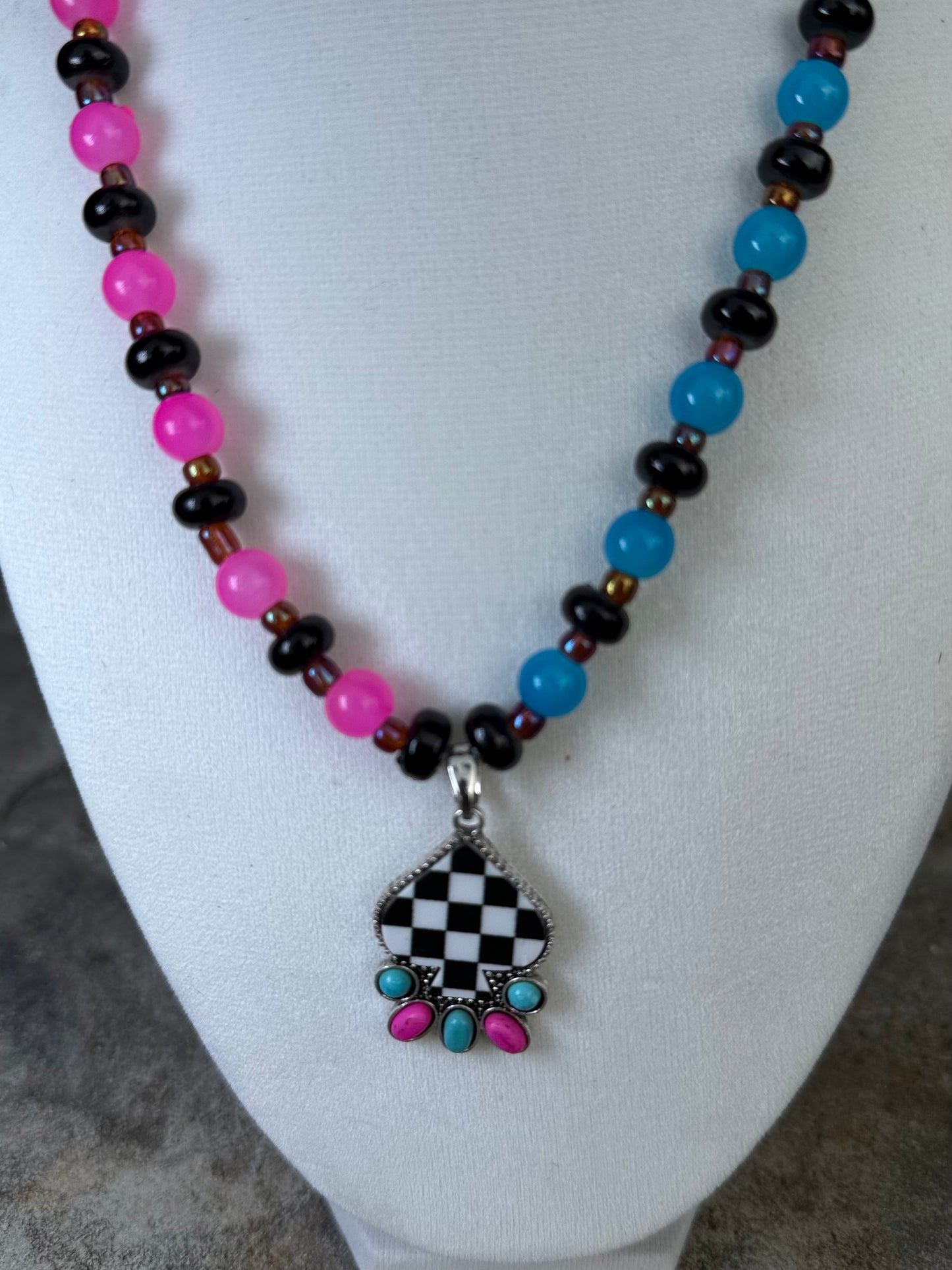 Ace of Spades Checkered Necklace