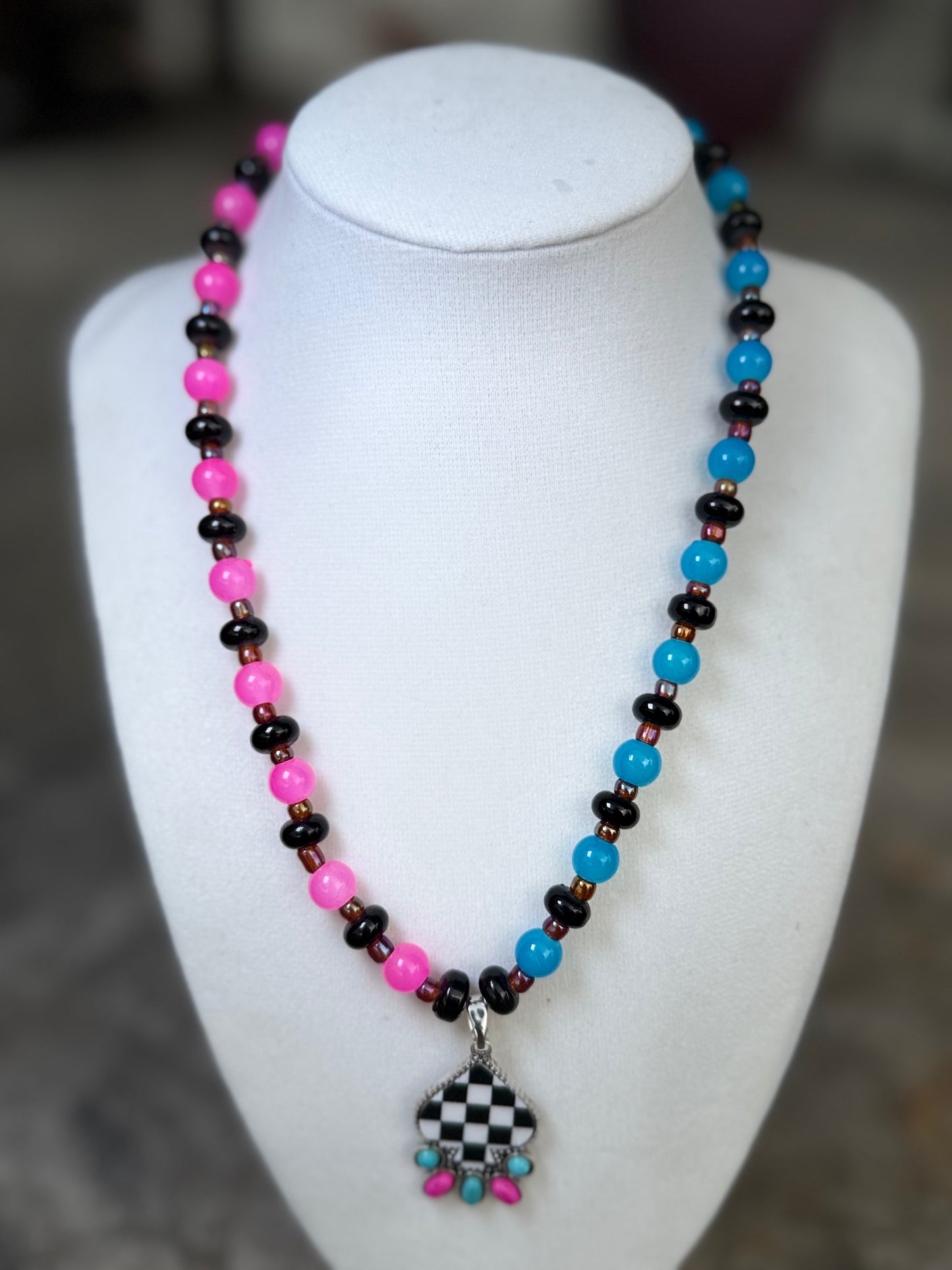 Ace of Spades Checkered Necklace